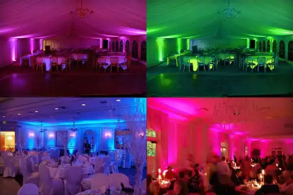 Collage of different colored uplighting option