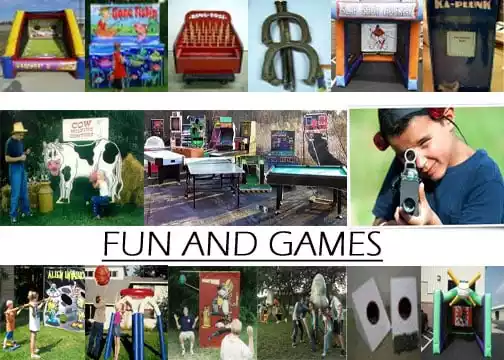 collage of yard and carnival games