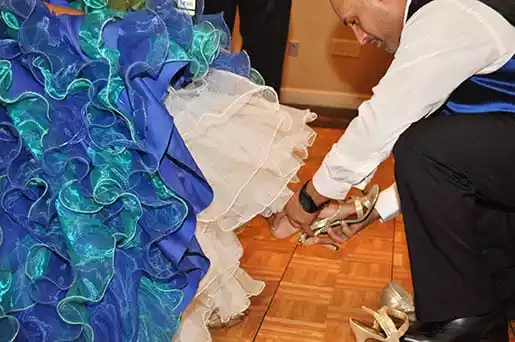 The shoe ceremony at a Quinceanera