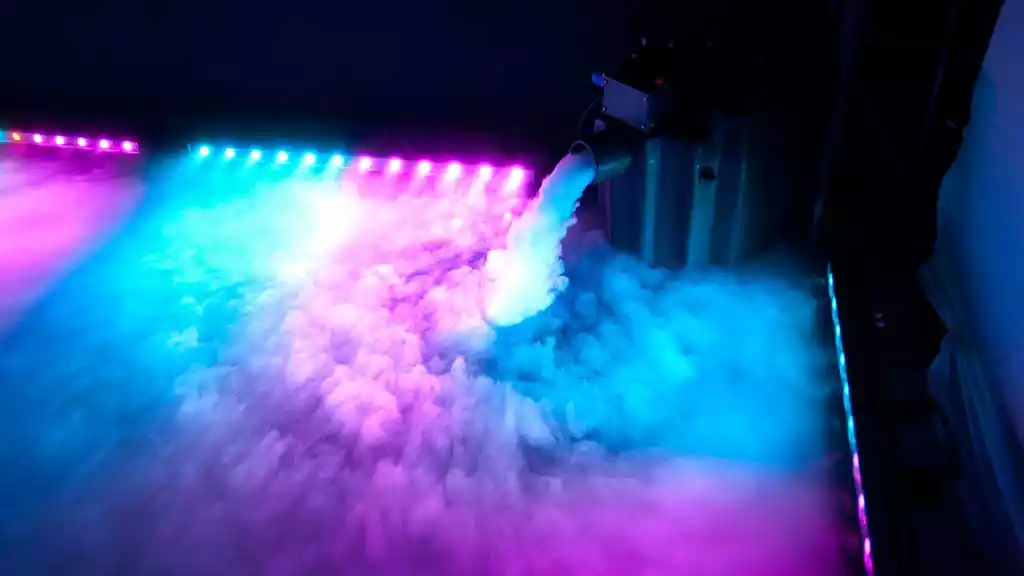 Fog machine effect on a dance floor