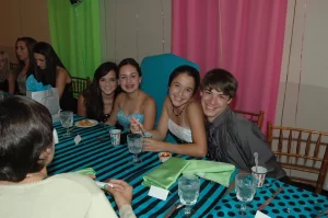 Kids sitting at a table during the bat mitzvah