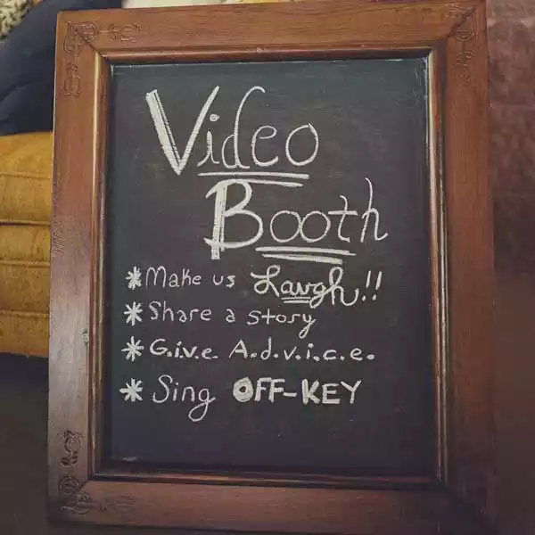 Sign at a video photo booth entrance